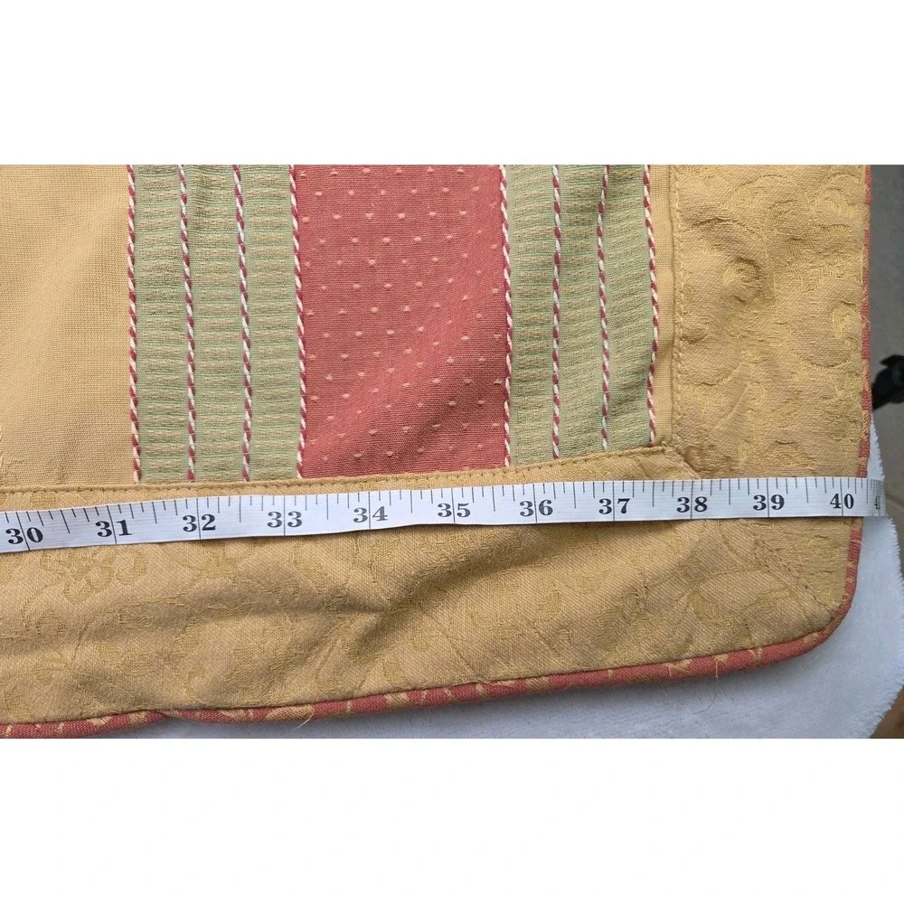 2 Vtg Waverly Tuscan Jacquard Piped Trim Mustard Sage Rust King Pillow Shams
